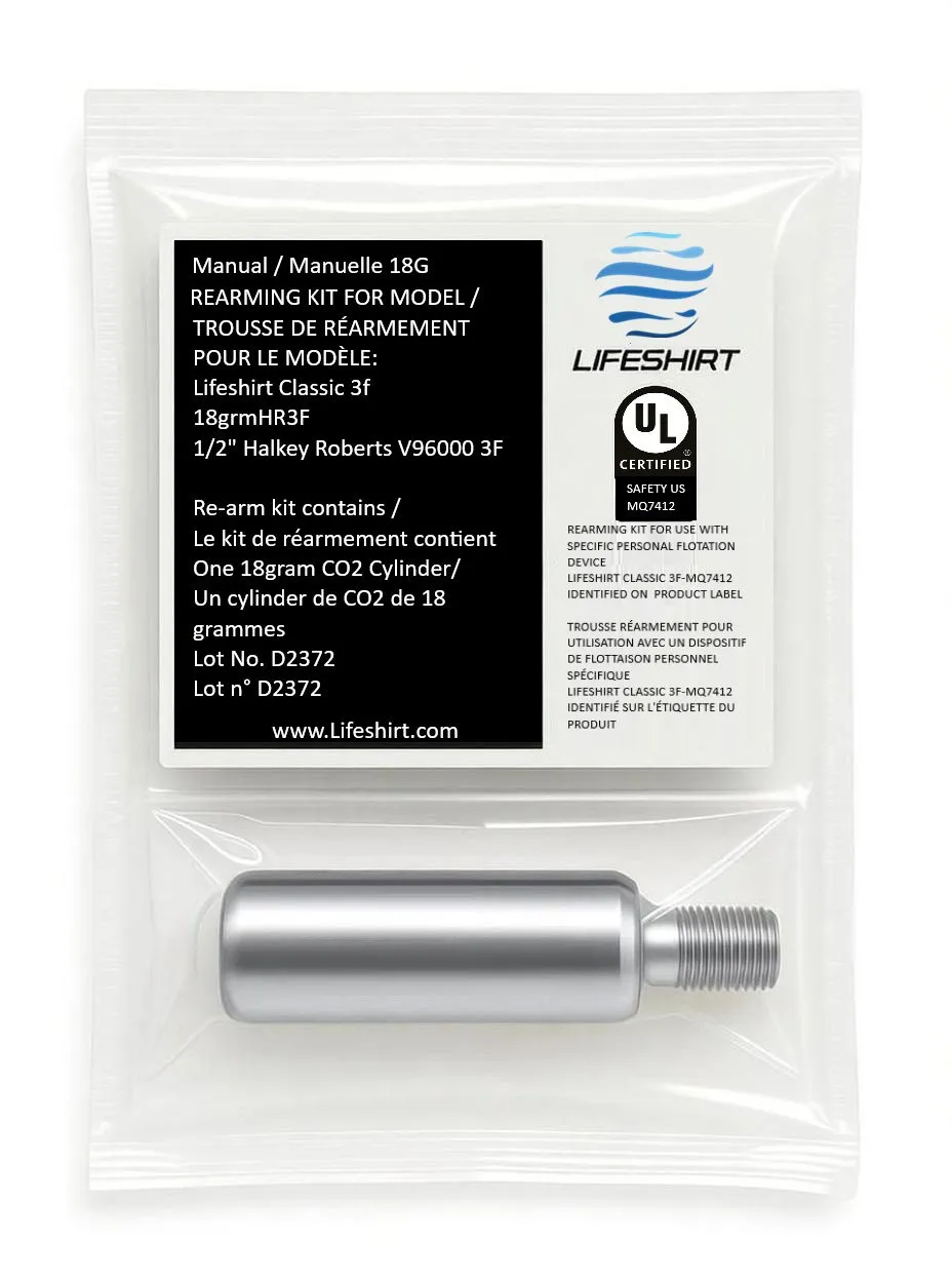 Lifeshirt inflatable lifejacket re-arm kit refill